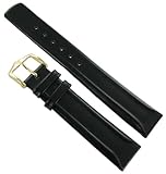 18mm Hirsch Pure Raised Relief High Quality Genuine Leather Black Watch Band