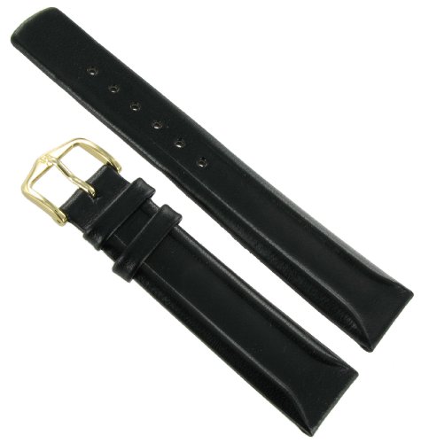 18mm Hirsch Pure Raised Relief High Quality Genuine Leather Black Watch Band