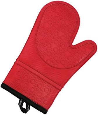 The Kitchen Haven Silicone Oven Mitts Insulated Red White Blue Oven mitt for Men and Women, Single