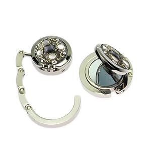 Foldable Purse hanger with Mirror-Embossed Rocks Collection-Unique Design- Best Quality- Velvet Pouch & Gift Box incl.