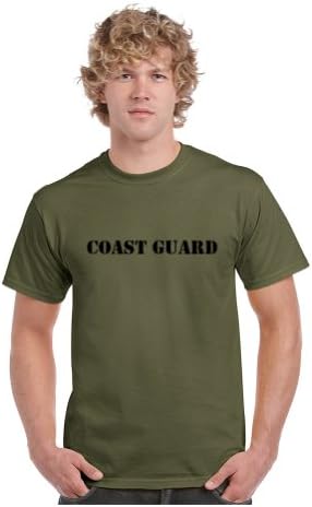 Freedom Tees Coast Guard (Black Front/Back Print) Adult T-Shirt (Military Green, XL)