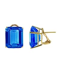 14k Gold French Clip Earrings with Genuine Blue Topaz