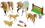 BuzzBeeToys 437 00798 - Pferde Spielset bestehend aus 3 Pferde und 2 Hunden