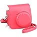 CAIUL Compatible Mini 8 Camera Case Bag with Soft PU Leather Material for Fujifilm Instax Mini 8 8+ 9 Film Camera (Raspberry)