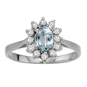 1.25 cts Genuine Aquamarine Ring - 14kt White or Yellow Gold LIFETIME... by Finejewelers