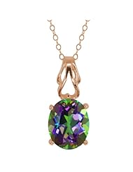2.30 Ct Oval Green Mystic Topaz Gold Plated Sterling Silver Pendant