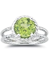 2.22 Cts Peridot Solitaire Ring in 14K White Gold