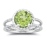 2.22 Cts Peridot Ring in 14K White Gold