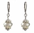 Earrings - E430 - Faceted Fire Polished Crystal Glass Hung on Silver Tone Leverbacks ~ Black Diamond (Gray / Grey)