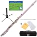 Mendini MFE-PK+SD+PB Pink Lacquer Closed Hole C Flute with 1 Year Warranty, Case, Stand, Cleaning Rod and Cloth, Joint Grease, and Gloves