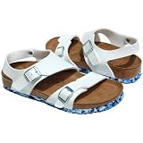 BIRKIS Birkenstock Martinique Womens Mens Unisex Shoes Sandals Marble Blue Birko Flor White
