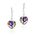 Sterling Silver Murano Glass Multi Color Flower Millefiori Heart Earrings Valentine's Day