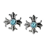 Stud Earrings Sterling Silver - Blue Gem Crosses
