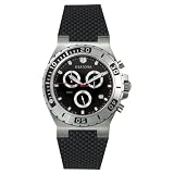 Esatora Men's Casual Cronograph Wrist Watch with Black Dial and Rubber Strap