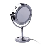 8.5-Inch Two-Sided Desktop Mirror with 10x Magnification,Chrome Beaded Finish Roll Over Image to Zoom in 5W 110-240V 15xLED MT109
