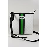 Gucci Handbags Gucci White GG Canvas and Black Leather Trim 239347 (Messenger)