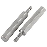 uxcell　六角ドライバービット　レンチドライバービット　磁気　六角ヘッド　6.3mmのシャンク　100mmの長さ　2個