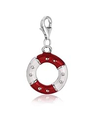 Sterling Silver & Enamel clip-on life saver charm