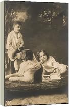 Box Canvas Print of CHILDREN CAT DOG from Mary Evans