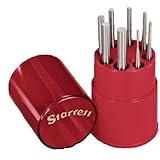 Starrett S565WB Drive Pin Punch 8-Piece Set, 1/16"-5/16" Pin Diameters, 4" Overall Length, In Plastic Case