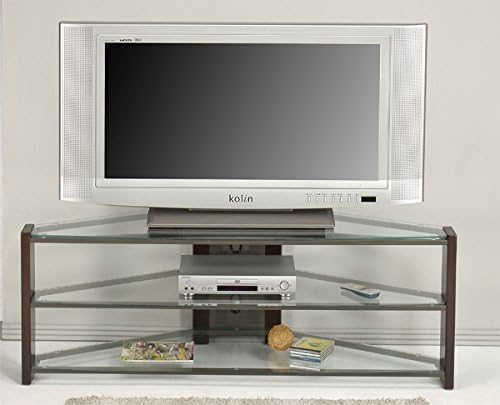 Glass Top TV Stand with Tempered Glass Cherry Finish