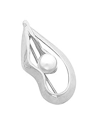 14K White Gold Akoya Cultured White Pearl Brooch -- LIFETIME WARRANTY