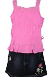 French Toast Spring/Summer Toddler Girls 2 pc. Pink Top Embroidered Denim Skooter Skirt Set
