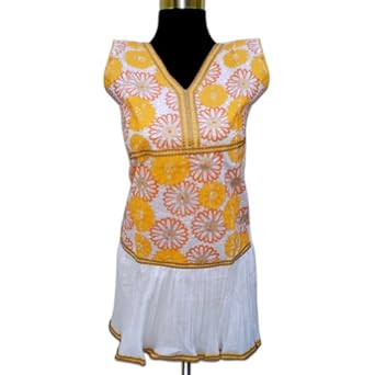 Colorful Embroidery Printed Cotton Top Frok Style With Sequins From India