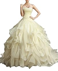 Strapless  Beaded  Floor Length  Ball Gown  Dress With Ruffles