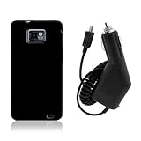SAMSUNG GALAXY S2 i9100 - SOLID BLACK TPU SKIN CASE + CAR CHARGER CLA