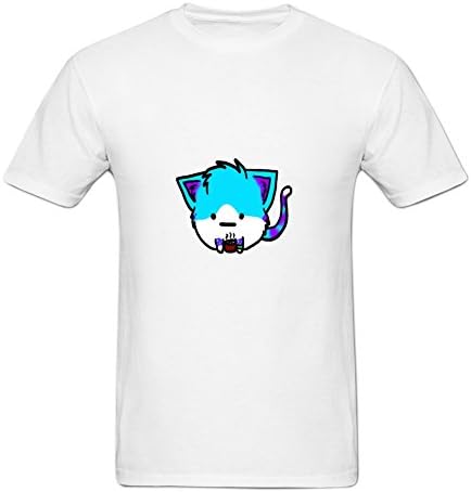 JSUNN Mens DIY Splash Kitty Cartoon Fashion T Shirt XXXL White