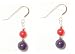 The Mandy Collection - Red Hat Society Inspired Fine Jewelry - Genuine Amethyst And Genuine Coral Sterling Silver Earrings Red & Purple