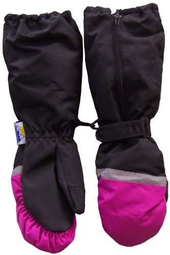 N'ice Caps Girls Reflector Thinsulate and Waterproof Elbow Mitten with Zipper