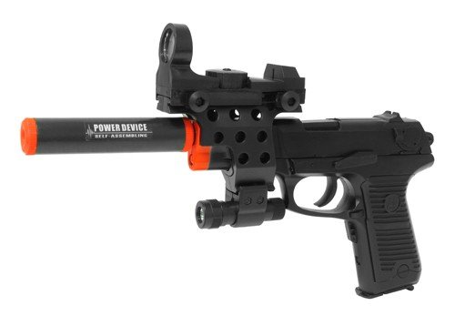 Electric Full Auto Tactical P85 Pistol FPS-150, Silencer, Red Dot Sight, Flashlight, Blowback Airsoft Gun