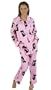 Black Kitty Printed Pajama, Women's 100% Cotton Sateen, Med. Pink, S-3X, 2X (18)