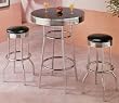 3 PIECE CHROME RETRO STYLE BAR TABLE SET - Table and 2 Stools