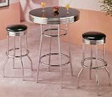 Kitchen & Housewares : 3 PIECE CHROME RETRO STYLE BAR TABLE SET - Table and 2 Stools