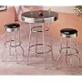 3 PIECE CHROME RETRO STYLE BAR TABLE SET - Table and 2 Stools