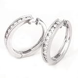 14K .75 CTW Diamond Hoop/Hinged Earrings