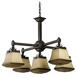 American Fluorescent Chesterfield Hand Blown Rectangular Glass Chandelier, Five Light, Oil Rubbed Bronze #CHP513RBSCT