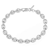 Sterling Silver Puffy Oval Link Bracelet, 7