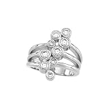 14K White Gold Bezel Set Cubic Zirconia (Created) Right Hand Ring