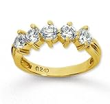 18k Yellow Gold 5 Stone 1 1/4Ct Diamond Anniversary Band