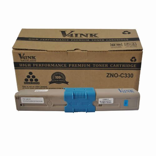 V4INK ® New Compatible OKI 44469703 Toner Cartridgee-Cyan (OKI C330/C17) for OKI C310/C330/C510/C530/MC361 MFP/MC561 MFP Series