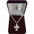 Silver-Plated Necklace with 18" Chain and 1" Pendant of Cross wiith Religious Figures and Chalice