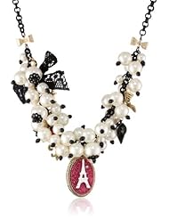 Betsey Johnson "Paris is Always a Good Idea" Paris and Pearl Necklace, 19"