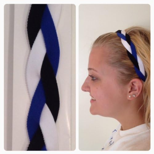 Fabulicious Blue Black White Braided Headband© - NON SLIP Sports Headband