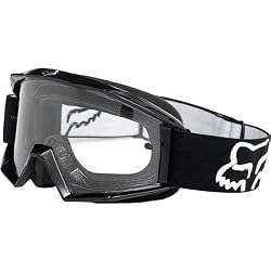 Fox Racing Main Youth Boys MX Motorcycle Goggles Eyewear w/ Free B&F Heart Sticker Bundle - Jet Black/Clear