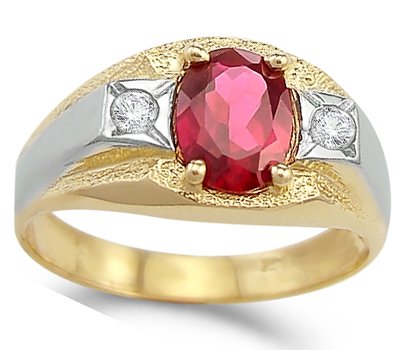 ReviewsMens Ring Oval Ruby Cubic Zirconia 14k White Yellow Gold Band 1.25 CT Mens Ring Oval Ruby Cubic Zirconia 14k White Yellow Gold Band 1.25 CT