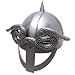 Gjermundu / Viking Helmet with Spike and Face Shield - Serpents with Celtic Style Symbols - Replica Helm Featuring All Metal Construction - Head Armor